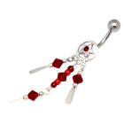 Bauchnabelpiercing 1.6x10mm mit Kettchen und Kristallen Farbe w&auml;hlbar