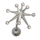 Bauchnabelpiercing 1.6x10mm, Motiv Bauhaus Strahlenkranz mit Kristallen