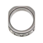 Edelstahlring in eckiger Form 8.5mm Breite mit f&uuml;nf rechteckigen Kristallen in zwei Farben