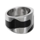 Retro look stainless steel ring with black epoxy design