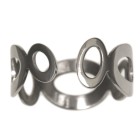 Steel ring with ovals and circles