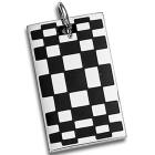 Edelstahl-Kettenanh&auml;nger mit Muster black&amp;white auf der Vorderseite