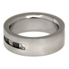Stahlring mit schwarz-weißen Zirkonien, Ringgröße 63