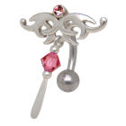 Bauchnabelpiercing 1.6x10mm mit h&uuml;bschem Motiv und Kristallen