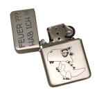 Benzin-Feuerzeug Nickel grau mit individueller Gravur