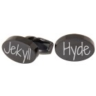 Cufflinks OVAL made of stainless steel PDV coated, polished with engraving