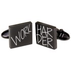 PLAIN cufflinks in stainless steel with engraving, black