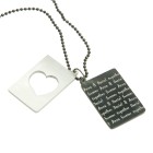 Two-piece stainless steel pendant with heart cut-out and personal engraving