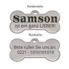 Hundeanh&auml;nger in Knochenform aus mattiertem Edelstahl f&uuml;r Haustiere -  mit Gravur