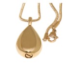 Ascheschmuck Anhänger Tränentropfen gold Edelstahl Hochglanz poliert