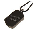 Ascheschmuck Anhänger Dog Tag Schwarz Edelstahl Hochglanz poliert