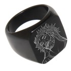 Lasergravur: Siegelring Edelstahl, schwarz,  4eckige Fläche, Innendurchmesser 20mm