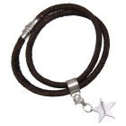 Lederarmband schwarz mit Python-Print und individueller Gravur auf Edelstahl-Anhänger Stern 23cm