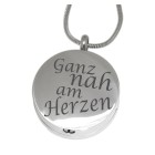Ascheschmuck Anhänger Rund, gross Edelstahl Hochglanz poliert