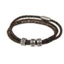 Armband aus Leder - braun oder schwarz -  mit 3 Elementen aus Edelstahl mit individueller Gravur