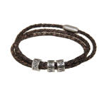 Armband aus Leder - braun oder schwarz -  mit 3 Elementen aus Edelstahl mit individueller Gravur