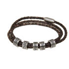 Armband aus Leder braun oder schwarz, mit 5 Elementen aus Edelstahl mit Ihrer Gravur