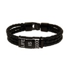 Armband aus Leder braun oder schwarz, mit 3 Elementen aus Edelstahl mit individueller Gravur #size#