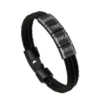 Armband aus Leder braun oder schwarz, mit 4 Elementen aus Edelstahl mit individueller Gravur #size#
