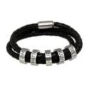 Armband aus Leder braun oder schwarz, mit 5 Elementen aus Edelstahl mit individueller Gravur