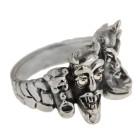 Schwerer Ring aus 925 Sterling Silber, Motiv Dämonen