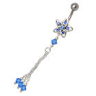 925 Silber Bauchnabel Piercing Banane Stecker mit 316L Stab funkelnder Stern