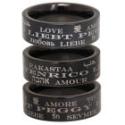 Edelstahlring mit schwarzer PVD Beschictung 9mm breit mit Liebe in verschiedenen Sprachen und individueller Namensgravur