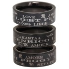 Edelstahlring mit schwarzer PVD Beschictung 9mm breit mit Liebe in verschiedenen Sprachen und individueller Namensgravur