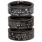 Edelstahlring mit schwarzer PVD Beschictung 9mm breit mit Liebe in verschiedenen Sprachen und individueller Namensgravur