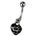 Bauchnabel Piercing mit Herz Anh&auml;nger in 925 Sterling Silber, schwarz eingef&auml;rbt