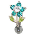 Bauchnabel Piercing Stecker mit 925 Sterling Silber, putziges Bl&uuml;mchen