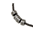 Namenskette Halskette aus geflochtenem schwarzen Leder, mit 4 Elementen aus Edelstahl mit individueller Gravur