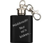 Kleiner Flachmann aus Edelstahl schwarz PVD-beschichtet mit Ihrer Gravur 28.3ml