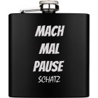 Das lohnt sich: Flachmann gross aus Edelstahl schwarz PVD-beschichtet mit individueller Gravur 169.8ml