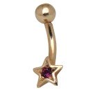 Bauchnabel Piercing aus 9 Karat Gold, witziger Mini-Stern in verschiedenen Farben erh&auml;ltlich