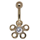 Bauchnabel Piercing aus 9 Karat Gold, Bl&uuml;mchen in verschiedenen Farben erh&auml;ltlich