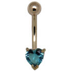 Bauchnabel Piercing aus 9 Karat Gold, elegant gefasster Herz-Kristall in verschiedenen Farben erh&auml;ltlich