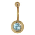 Bauchnabel Piercing aus 9 Karat Gold von schlichter Sch&ouml;nheit, aquamarinfarbener Kristall