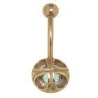 Bauchnabel Piercing aus 9 Karat Gold von schlichter Schönheit, aquamarinfarbener Kristall