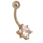 Bauchnabel Piercing aus 9 Karat Gold, klarer Stern-Kristall.
