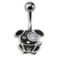 Bauchnabelpiercing 1.6x10mm mit schwarzem Hund aus 925 Silber