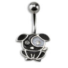 Bauchnabelpiercing 1.6x10mm mit schwarzem Hund aus 925 Silber