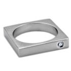 Steel ring, slim and elegant, zirconia