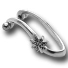 316L Helix Piercing 1.2x6m mit Silberdesign Hanfblatt