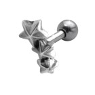 316L Helix Piercing 1.2x6mm mit Silberdesign Sterne für das rechte und für das linke Ohr erhältlich.
