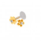 9 Karat Gold Stud, Blume ca. 5.0mm mit 1.2x8mm PMFK Labret, verschiedene Farben