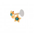 9 Karat Gold Stud, Stern ca. 6.5mm mit 1.2x8mm PMFK Labret, verschiedene Farben