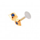 9 Karat Gold Stud, Quadrat ca. 4mm mit 1.2x8mm PMFK Labret, verschiedene Farben