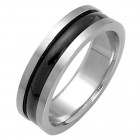 Stahl Ring, middle black line. In mehreren Grössen erhältlich.