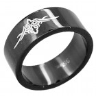 Surgical Steel Ring, black, tribal. In mehreren Grössen erhältlich.